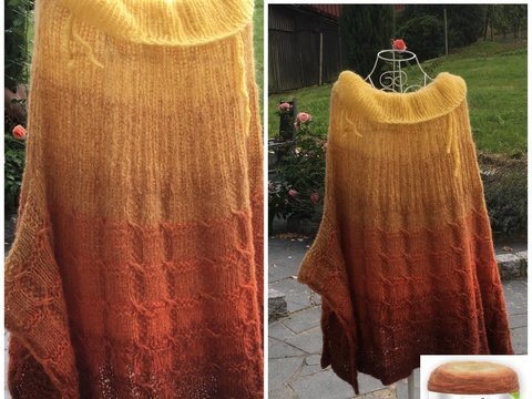 Poncho "Like Wellness" aus 2 BOBBEL-MOHAIR von Woolly Hugs gestrickt