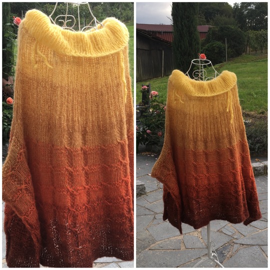 Poncho "Like Wellness" aus 2 BOBBEL-MOHAIR von Woolly Hugs gestrickt