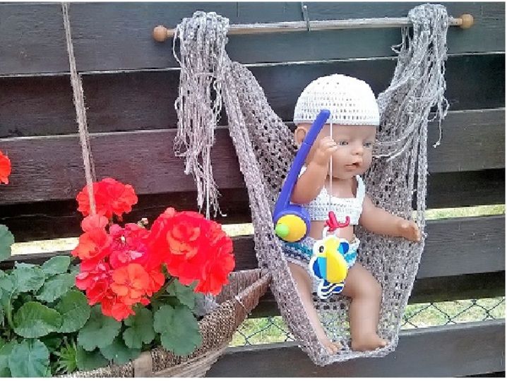 Bikini, Sommerhut und Badekappe, Puppengreöße 43 cm