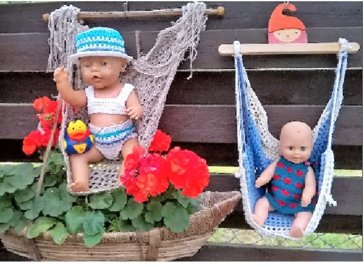 Bikini, Sommerhut und Badekappe, Puppengreöße 43 cm