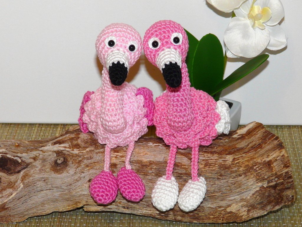 Häkelanleitung Flamingo, Kantenhocker oder Schlüsselanhänger