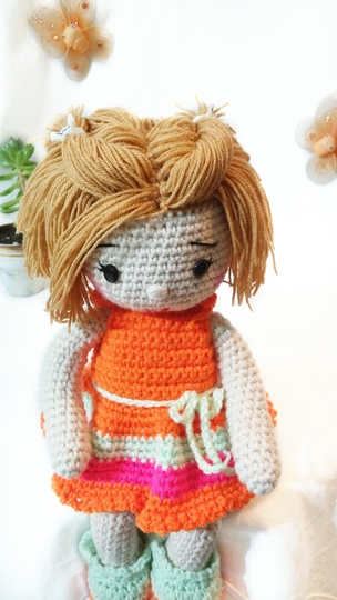 Crochet pattern of doll Sarah + dress PDF english-deutsch-dutch ternura amigurumi