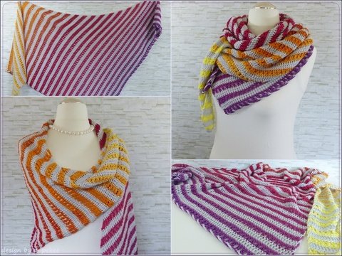 "Magic Strip 1.0" gehäkeltes Dreieckstuch / Schal / Stola