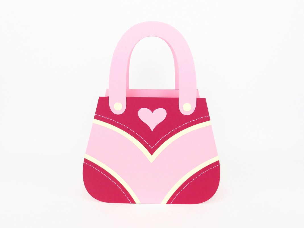 Geschenktasche in Rosa-Weinrot-Vanille – Bastelvorlagen mit Anleitung