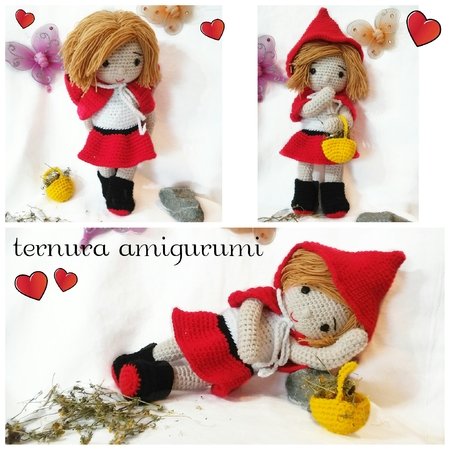 Crochet pattern of doll Sarah little Red Riding Hood PDF english-deutsch-dutch ternura amigurumi