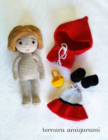 Crochet pattern of doll Sarah little Red Riding Hood PDF english-deutsch-dutch ternura amigurumi