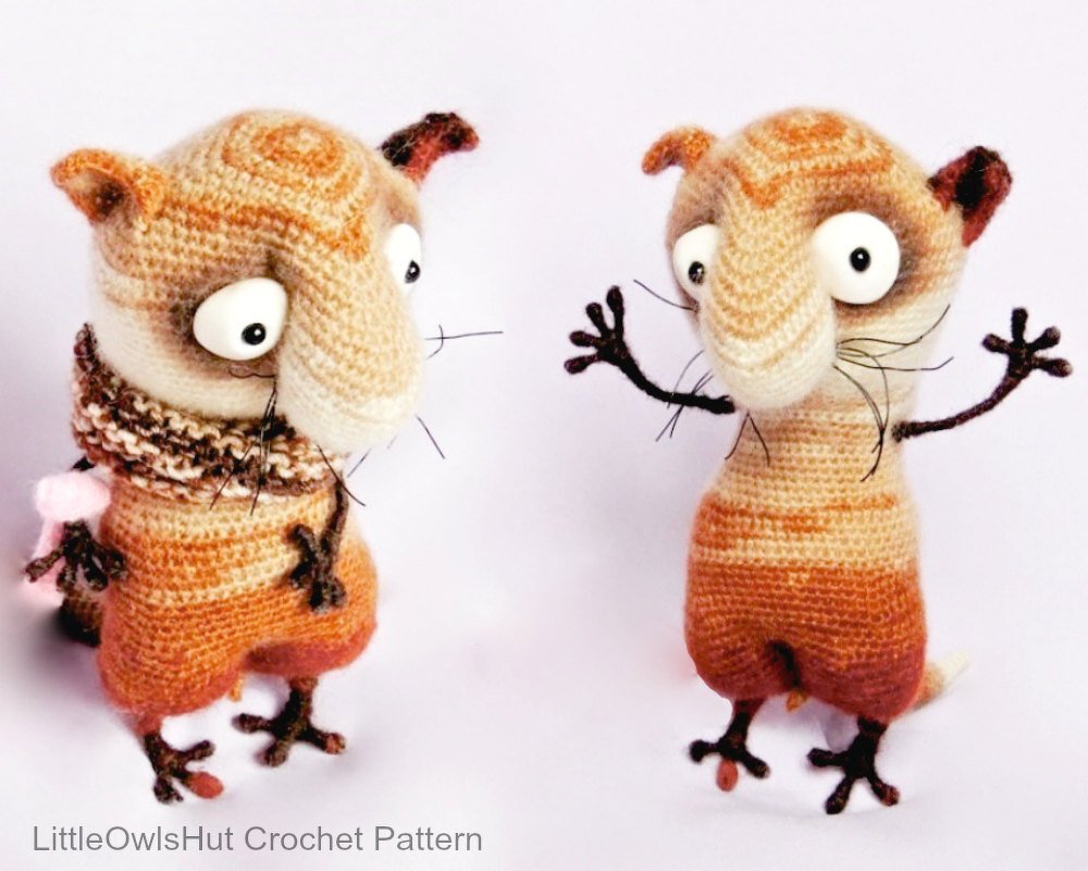 089 Crochet Pattern - Funny Cat with wire frame - Amigurumi PDF file by Pertseva CP