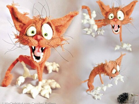094 Crochet Pattern - Orange Cat Arestarh with wire frame - Amigurumi PDF file by Pertseva CP