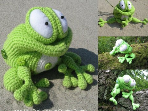 013 Crochet Pattern - Frog Kvolya toy with wire frame - Amigurumi PDF file by Pertseva CP