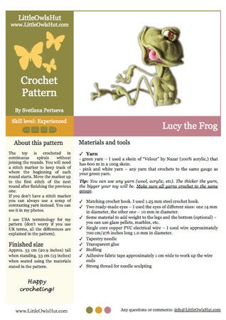 155 Crochet Pattern - Lucy the Frog - Amigurumi soft toy PDF file by Pertseva CP