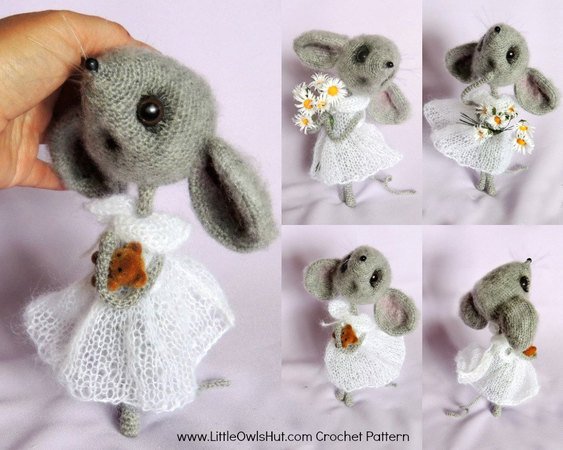 097 Crochet Pattern  + Knitting (dress) - Mouse Sofia - Amigurumi PDF file by Pertseva CP
