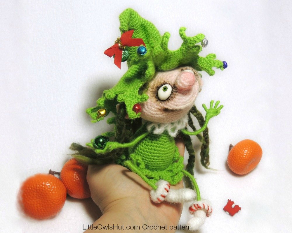 064 Crochet Pattern - Doll Marie the Christmas tree - Amigurumi PDF file by Pertseva CP