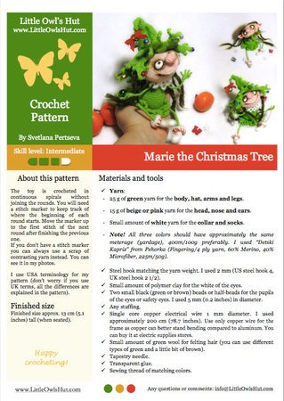 064 Crochet Pattern - Doll Marie the Christmas tree - Amigurumi PDF file by Pertseva CP