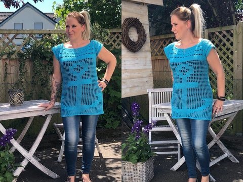 Häkelanleitung Longshirt "Anker" - alle Größen