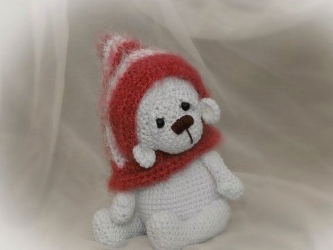 Eisbär Teddy Bär SNOWFLAKE mit Scoodie Kapuzenschal Mütze