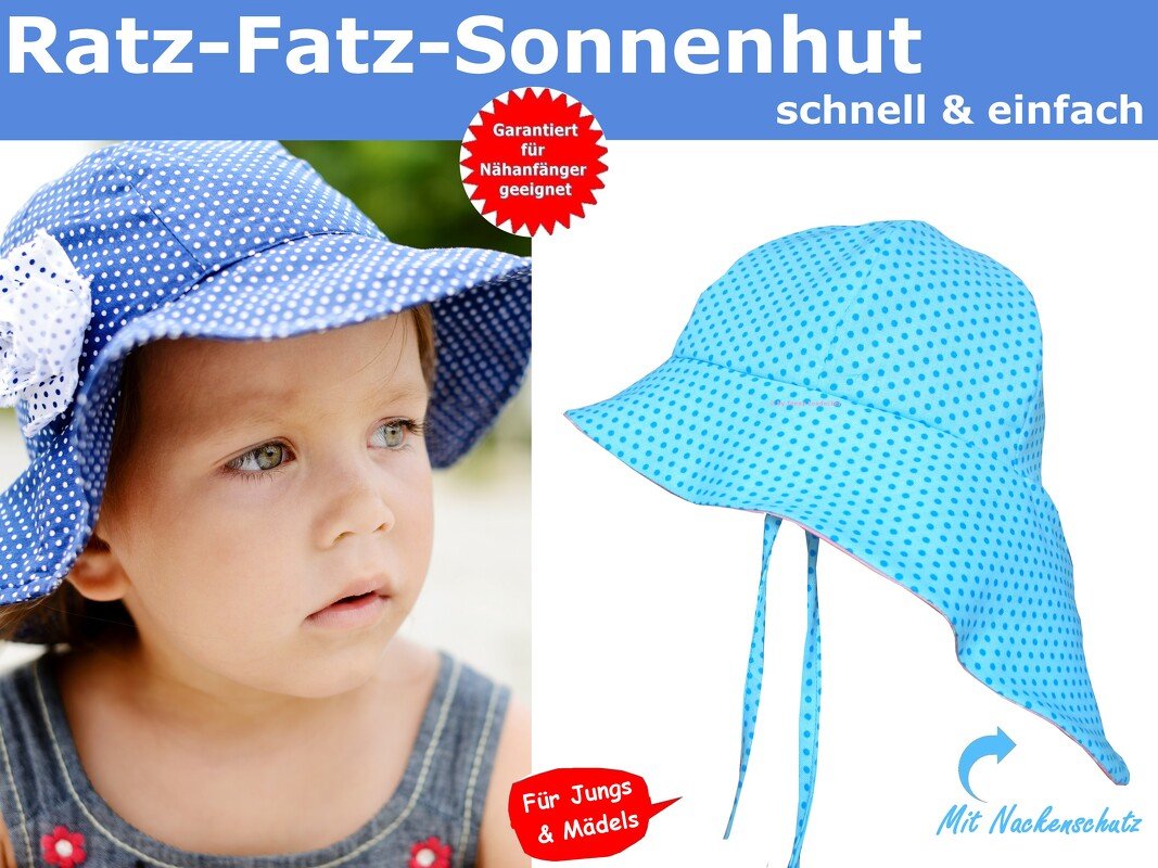 Ratz-Fatz Sonnenhut für Babys &amp; Kinder - Schnittmuster &amp; Nähanleitung