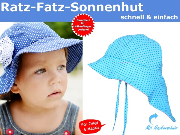Ratz-Fatz Sonnenhut für Babys & Kinder - Schnittmuster & Nähanleitung