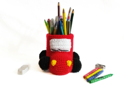 Crochet pattern for pencil holder car PDF english- deutsch-dutch ternura amigurumi