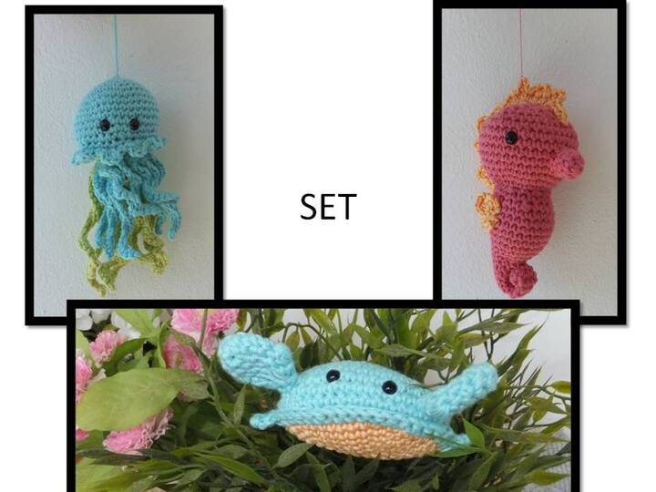 Set: Qualle Seepferdchen Krabbe