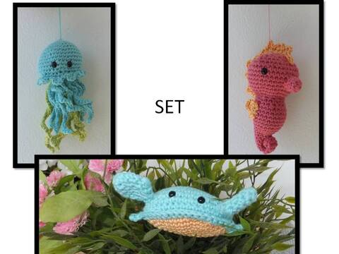 Set: Qualle Seepferdchen Krabbe