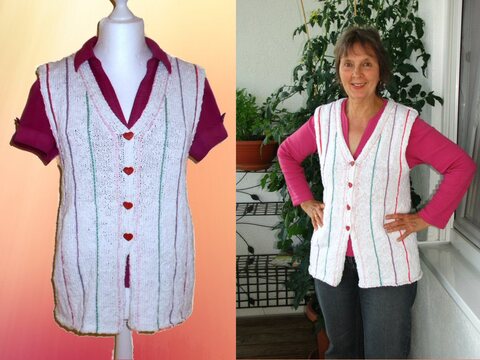 Weste mit vertikalen Streifen - Bouclé-Baumwolle - Strickanleitung