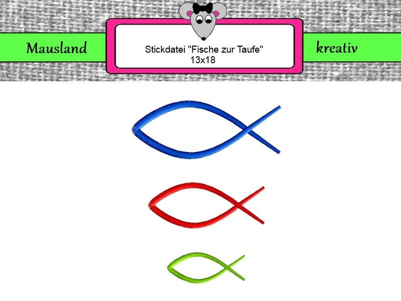 Stickdatei "Fische zur Taufe" 13x18