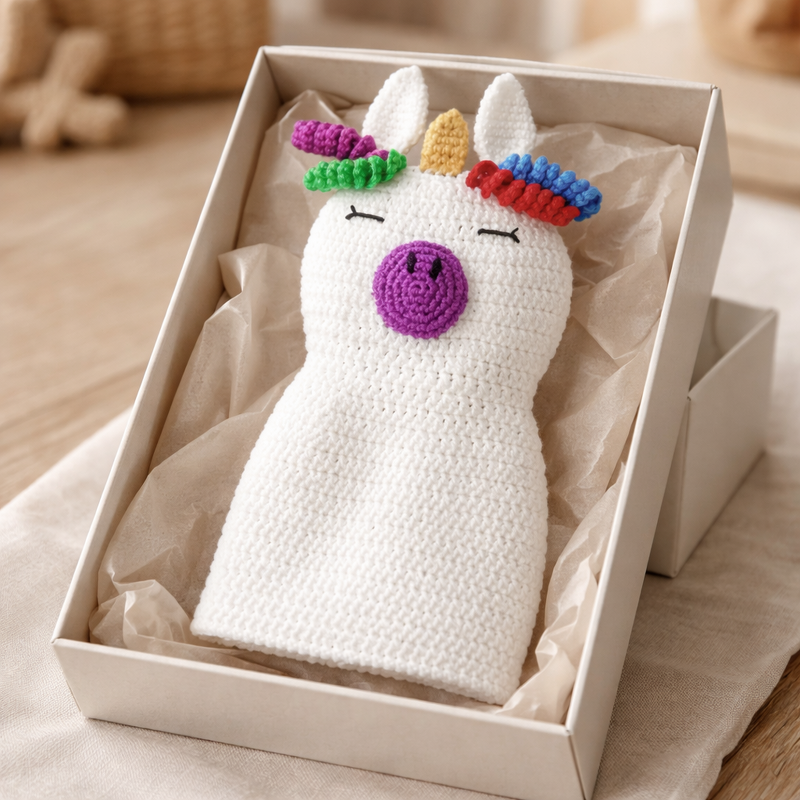 Häkelanleitung Einhorn Knistertuch, Schmusetuch häkeln