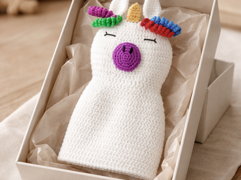 Häkelanleitung Einhorn Knistertuch, Schmusetuch häkeln