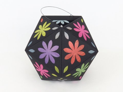 Runde St. Martins-Laterne mit Blumen – Bastelvorlagen und Anleitung