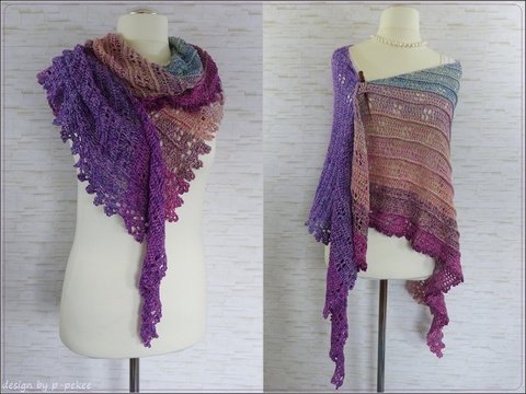 "Fiorry" gehäkeltes Dreieckstuch mit Blütenabschluss