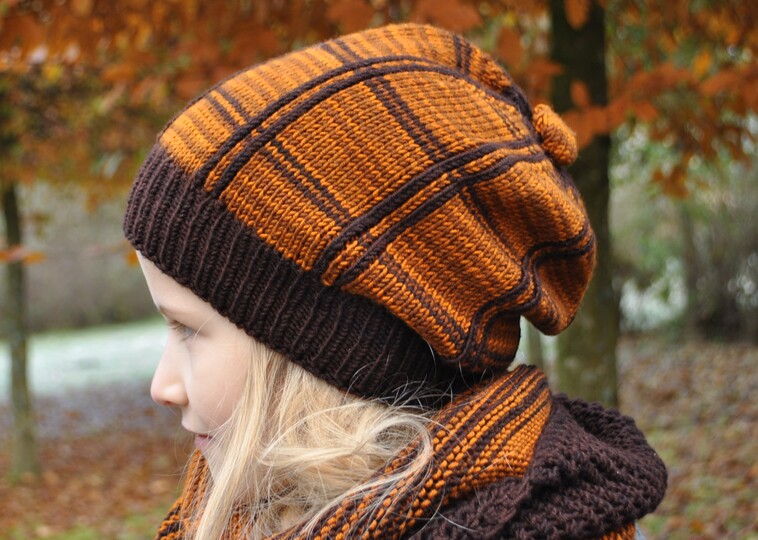 Strickanleitung Mütze mit Karo-Muster "Easy Peasy Plaid Hat"
