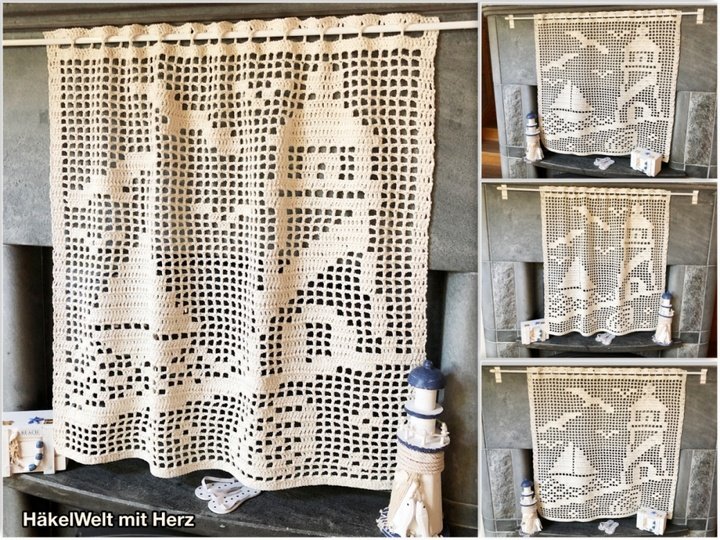 Häkeln / Gardine / Maritim