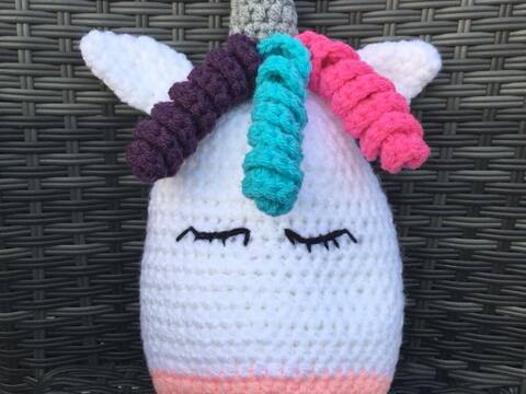 Häkelanleitung Einhorn-Kissen