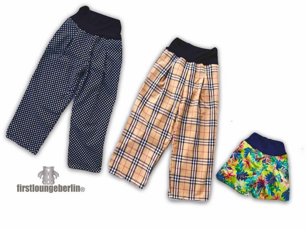 Culotte Damenhose Kellerfalten Hose - in 9 Größen 30/32 bis 56/58 - Nähanleitung mit Schnittmuster von firstloungeberlin