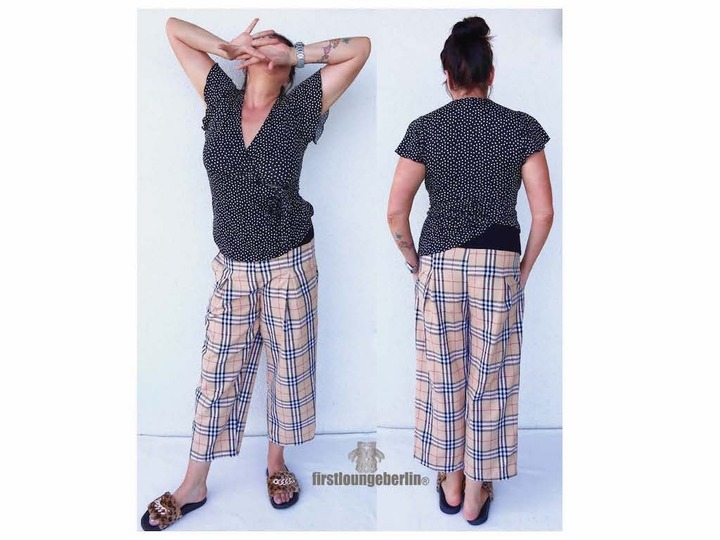 Culotte Damenhose Kellerfalten Hose - in 9 Größen 30/32 bis 56/58 - Nähanleitung mit Schnittmuster von firstloungeberlin