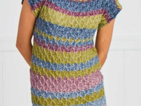 Kurzarmkleid Trendstreifen aus Woolly Hugs SKY stricken