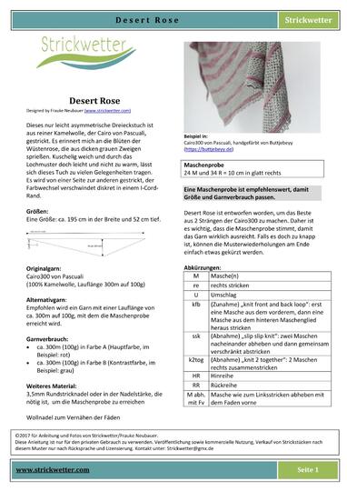 Strickanleitung Dreieckstuch mit Lochmuster "Desert Rose"