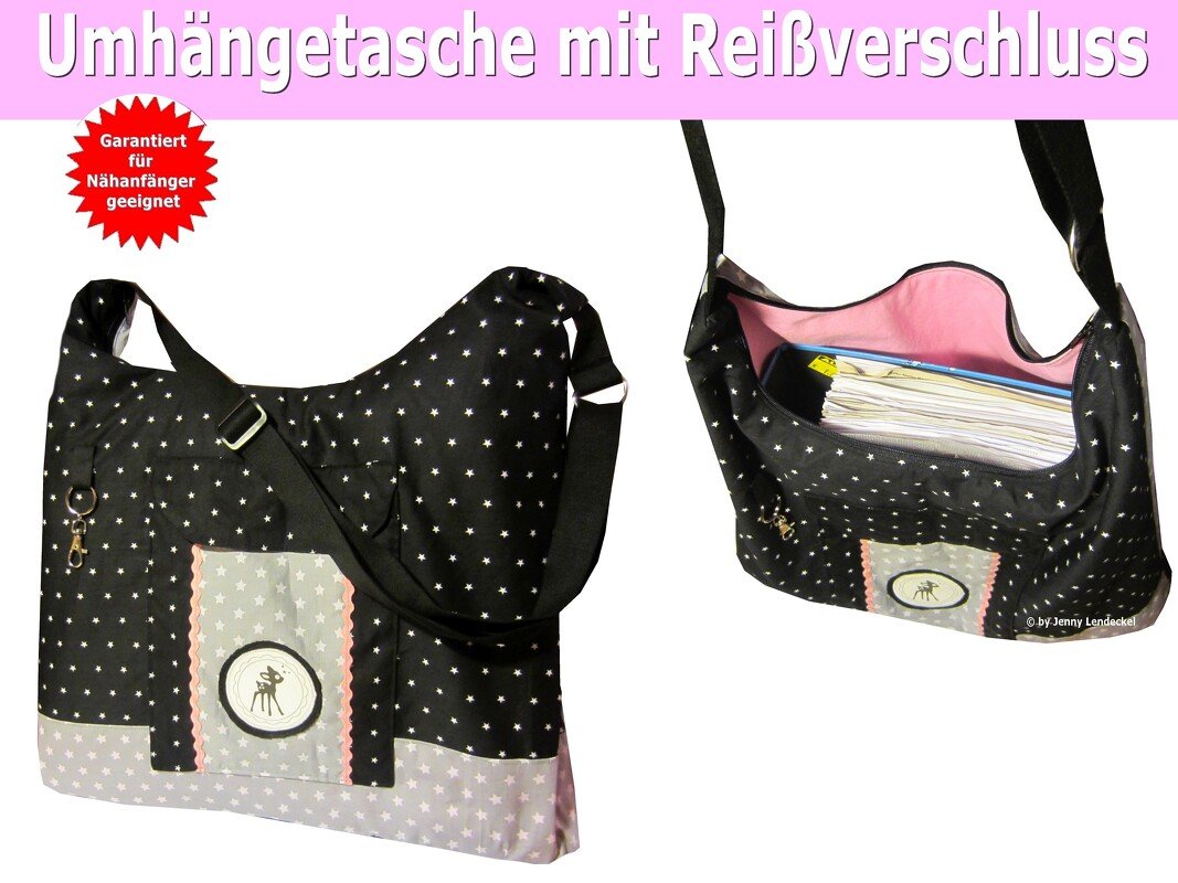 Umhängetasche Schultertasche Tasche ''Mia'' - Schnittmuster &amp; Nähanleitung