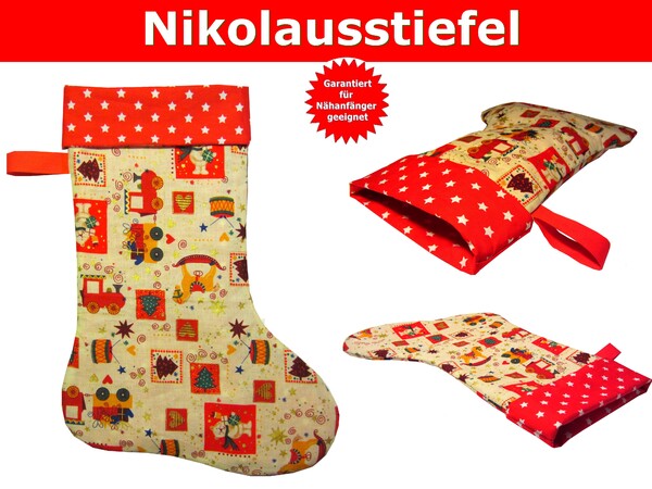 Nikolausstiefel Weihnachtsstiefel - Schnittmuster & Nähanleitung