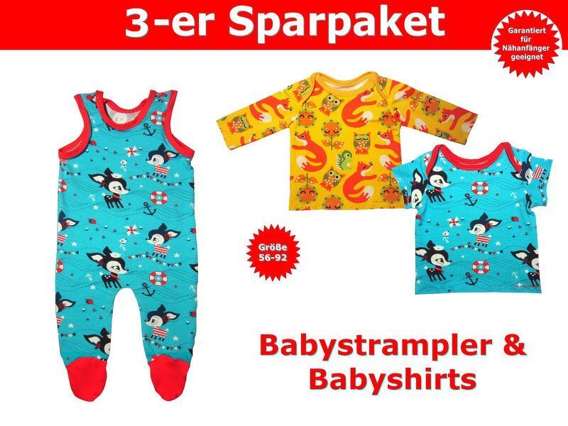 Schnittmuster Baby Shirt &amp; Baby Strampler - inkl. Nähanleitung