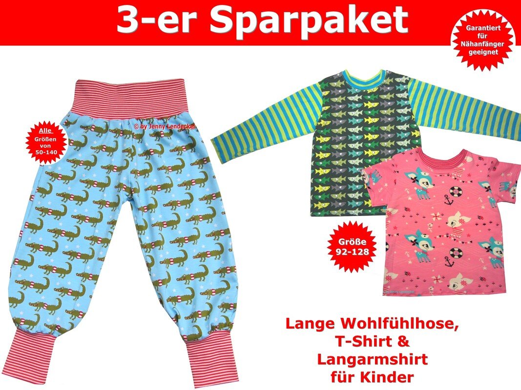 Schnittmuster Kinder Shirt &amp; Kinder Hose Pumphose - inkl. Nähanleitung
