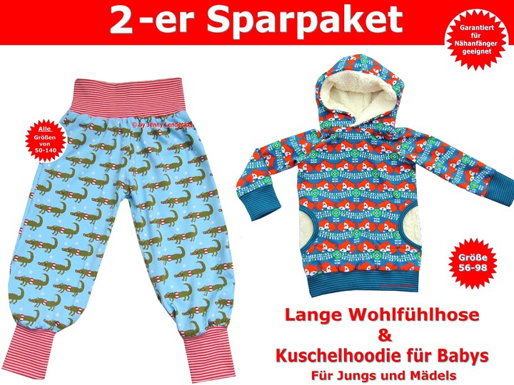 Schnittmuster Baby Pumphose/Babyhose und Babypullover/Hoodie - inkl. Nähanleitung