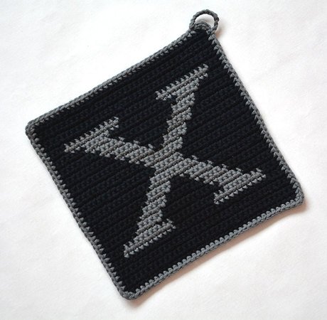 Letter "X" Potholder Crochet Pattern - for beginners