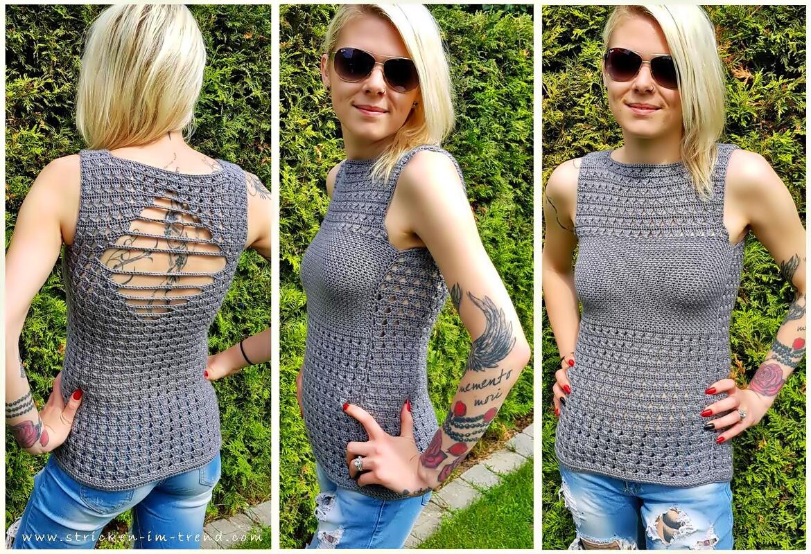 Häkelanleitung für ärmelloses Top in allen Größen | Häkeltop CROSS#Back