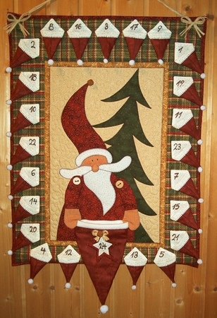 Wandquilt  Adventskalender "Santa Is Coming"