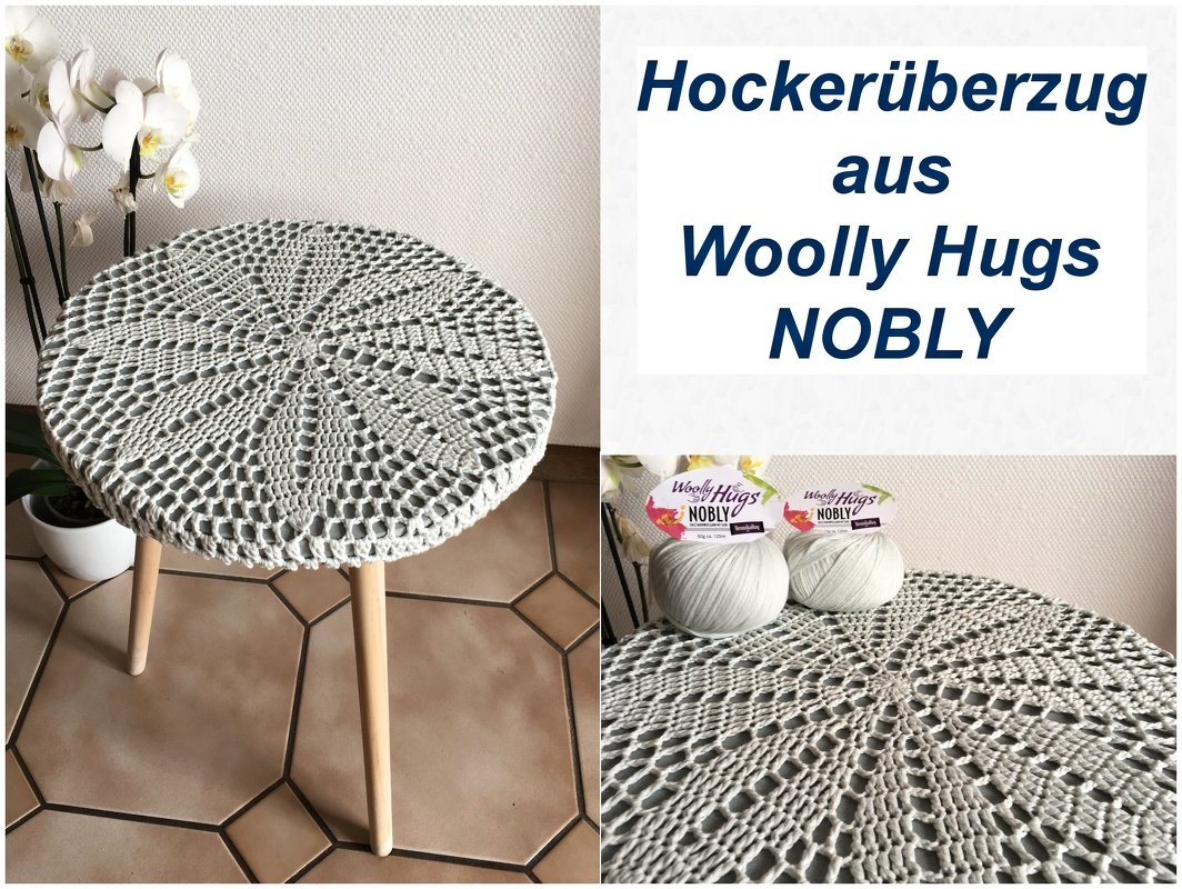 Hockerüberzug aus Woolly Hugs NOBLY gehäkelt