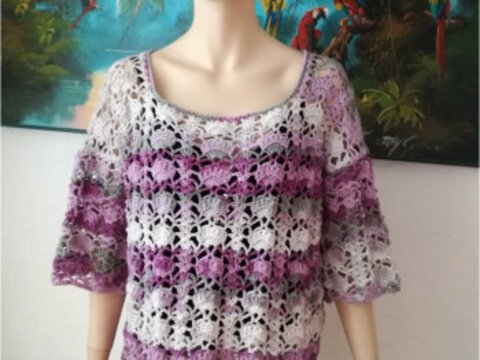 Häkelanleitung Shirt / Pulli / Tunika " Mondschein" Größe 34 / 36 ( 38 / 40 ) 42 /44