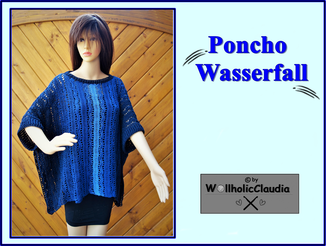 Häkelanleitung Poncho oder Oversize-Shirt "Wasserfall" - Bild 3