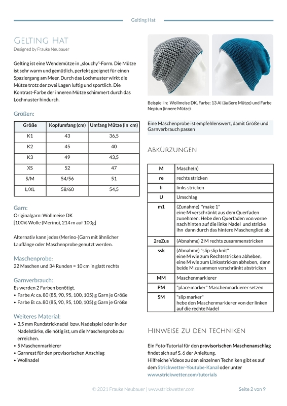 Strickanleitung Wendemütze Mütze "Gelting Hat"
