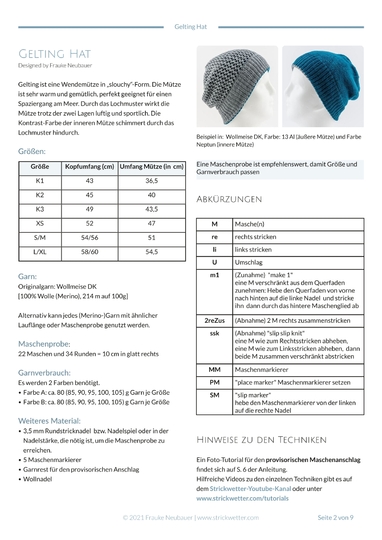 Knitting pattern Gelting Hat